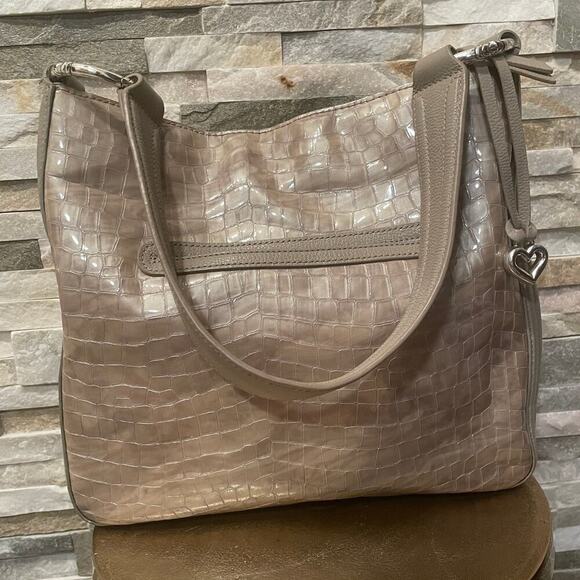 Brighton Cher Col Shoulder Bag | Beachwood Taupe Patent Leather $330 - Picture 2 of 14